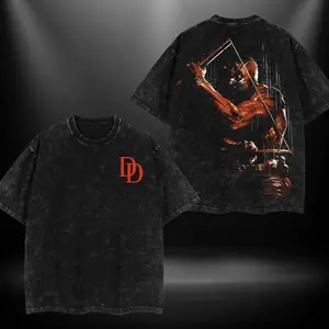 Daredevil Born Again MCU Hero Double Printed Oversize Tshirt Sweater Hoodie heavytweight Acid Washed Tee TV Show Graphic Top Cotton Gift T-Shirt For Comic Lover, Gift T-Shirt For Movie Lover, Oversize Shirt, Vintage Outfit, Gift for fan OA5