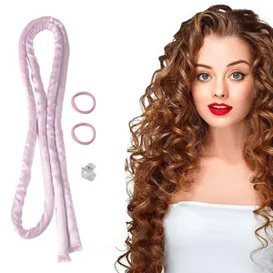 No Heat Curling Headband Set for Overnight Curls – Extra Long Heatless Curlers for Long & Short Hair, Sleep-Friendly Soft Roller, Damage-Free Styling for Natural Bouncy Curls （Pink）