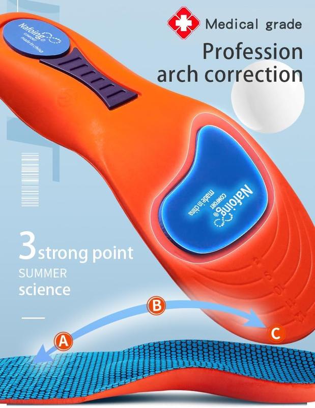 Orthotic Insoles Arch Support Plantar Fasciitis Knee Back Pain Fallen Arches Flat Feet Heel Shock Absorption Comfortable Inserts Foot Correct