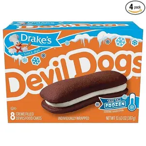 Chocolate Devil Food Snack Cakes with Vanilla Creme Filling Soft Fluffy Cakes Individually Wrapped 8 Count 13.63oz