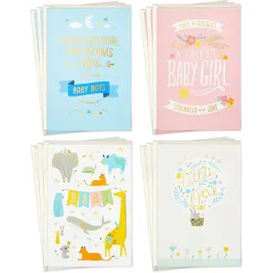 Baby Shower Cards for New Parents (12 Cards with Envelopes) Welcome New Baby, Congratulations, Gender Reveal