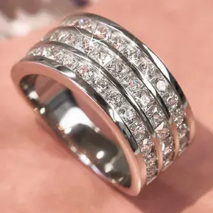 Geometric Engagement Wedding Rings for Women in Bronze with Stones, Fashion Jewelry Makes a Great Gift for Her