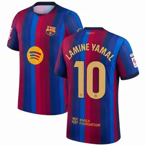 Unisex Soccer Jersey Blue Red Striped Soccer Jersey #10 Yamal Fan Style Football Shirt 2026/2027