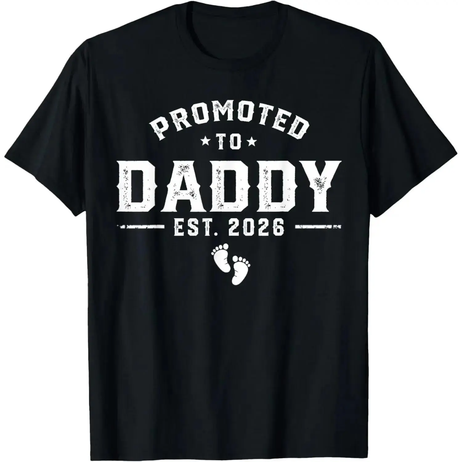 Men's Pure Cotton Fitted Cut Casual Print Tee - Daddy Print Est 2026 Tshirt, Short Sleeve Round Neck Streetwear Top, Breathable Lightweight for New Dads