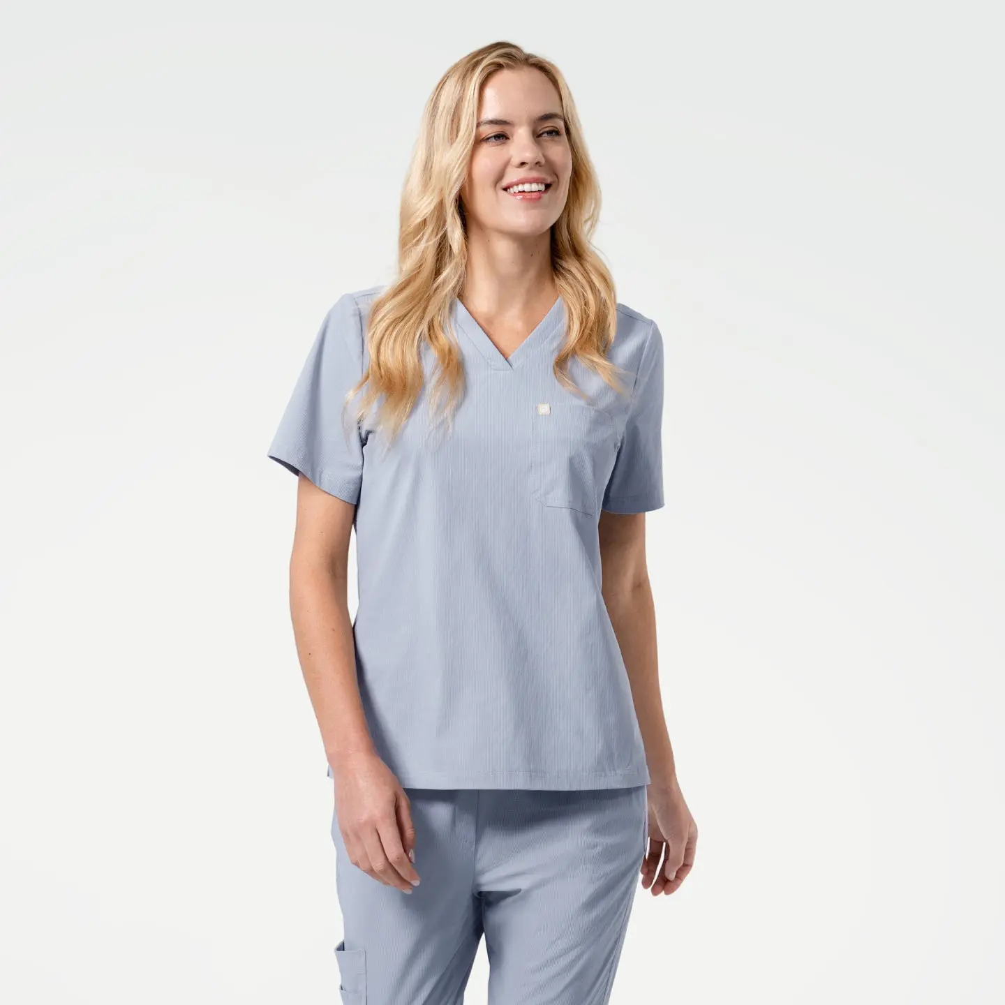 Zenir | Women's Single Pocket Scrub Top - Cool Gray