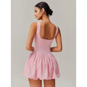 Women’s summer sports dress with built-in shorts and bra, fitted tennis skirt for active women, casual fashion workout, tennis athletic dress