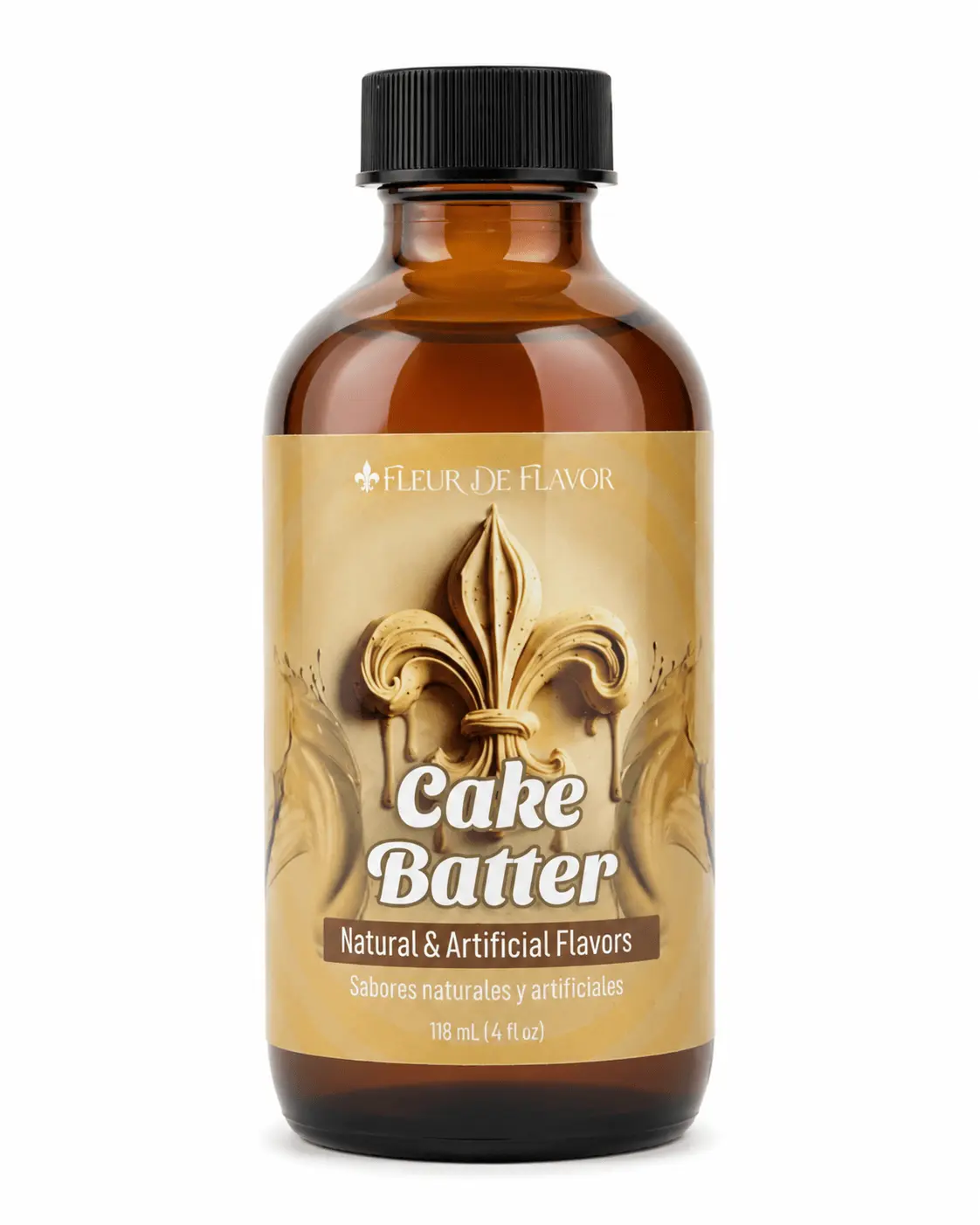 Fleur De Flavor Cake Batter Emulsion – Sweet, Buttery Vanilla Cake Flavor for Baking, Frosting, Ice Cream & Beverages (4 oz)
