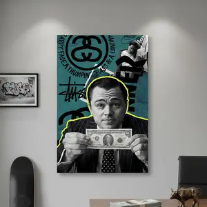 The Wolf of Wall Street Movie Canvas Poster Leonardo DiCaprio Minimalist Motivational Vintage Wall Decor Home Art Solid Wood Frame Waterproof All-Scene Versatile