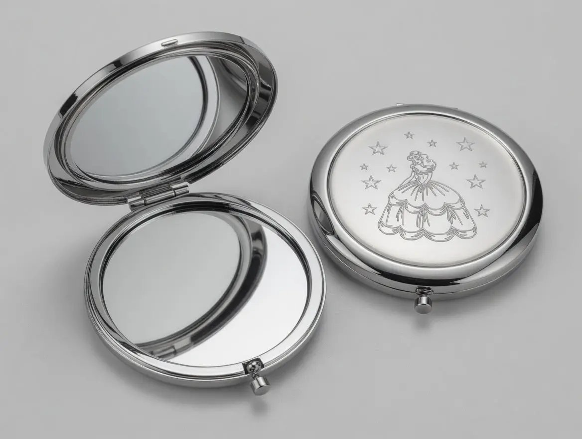 Personalized Engraved Compact Mirrors, Set of 12 – Chrome Makeup Mirror Favors for Sweet 16, Quinceañera, Boda & Bautizo