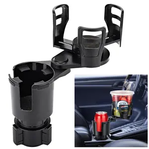 Car Cup Holder Expander, Universal 2 in 1 Large Cupholder Expander Adapter for Car with Adjustable Base, Fits Large Bottles, Snack, Drinks Cups, Black