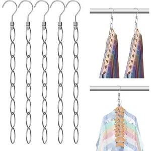40 Holes Clothing Chain Hangers : 5-Pack Metal Space Saving Hangers - 360  Rotatable Hook for Easy Display and Access - Closet Organizers for  Travel College Dorm Room