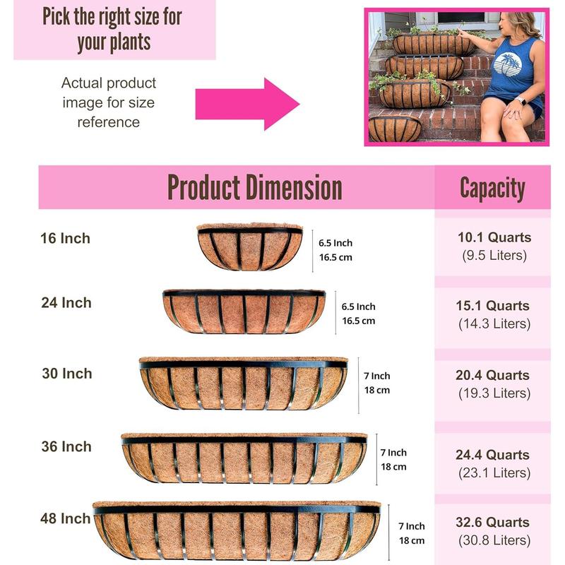 Lalagreen wall planters 16 inch  deck railing planter boxes for outdoor plants window flower box with coco liners metal horse troughs fence balcony garden herb pot patio porch over rail