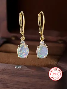 S925 Sterling Silver Earrings, Elegant Oval Shaped Rhinestone Decor Dangle Earrings for Women, Fashion Jewelry for Party Decor, Trendy All-match & Exquisite Jewelry for Gift, with Box, Fashionable Earrings