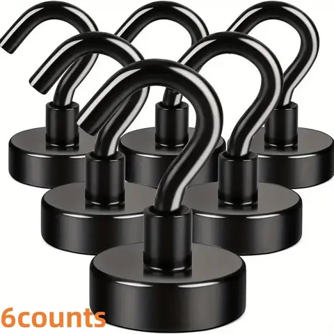 Magnetic Hanging Hook, 6 Counts/set Magnetic Hook, Strong Heavy Duty Magnet Hook, U Shaped Hook, Removable Hooks, Convenient Hook, Metal Hook, Home Organizer for Kitchen, School, Office, Outdoor, Home Hardware Supplies