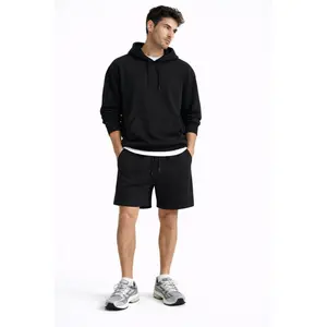 Forever 21 Men's Casual Fleece Drawstring Shorts - Elastic Waist, Plain Design, Stitched Hem, Soft Fabric, Side Pocket