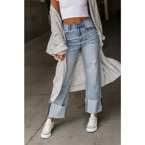 Monterey Wide Leg Jeans | Wide Cuff Stretchy Denim | Plus Size | Comfy Casual 