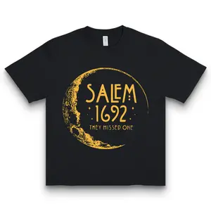 Salem 1692 They Missed One T-Shirt - Moon Print, Witchy Gothic Halloween Casual Top