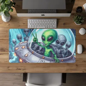 Alien Desk Mat, Deskmat Spaceship, Space Mouse Pad, Alien Desk Decoration, Funny Desk Mat, XL Gaming Mousepad, Galaxy Desk Mat, Space Alien