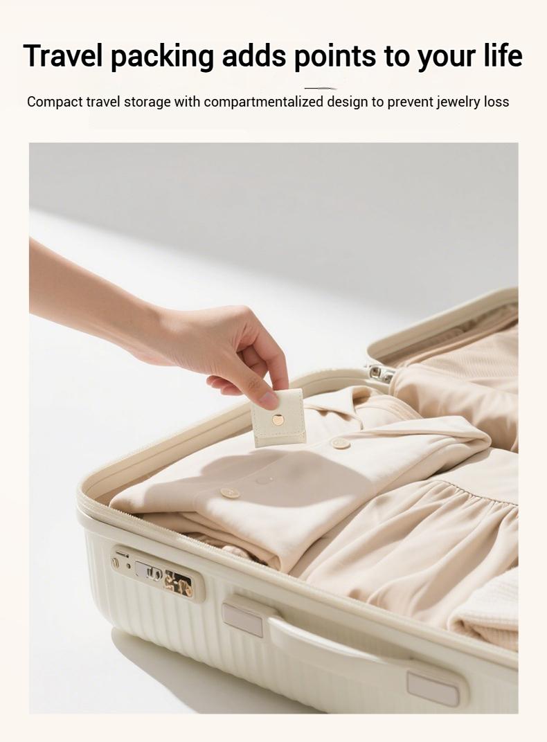 Compartmentalized Portable Jewelry Box — Simple, Mini, and Premium Travel Jewelry Case — Anti-Loss Storage Pouch for Rings, Stud Earrings, and Small Accessories (Easy to Find)