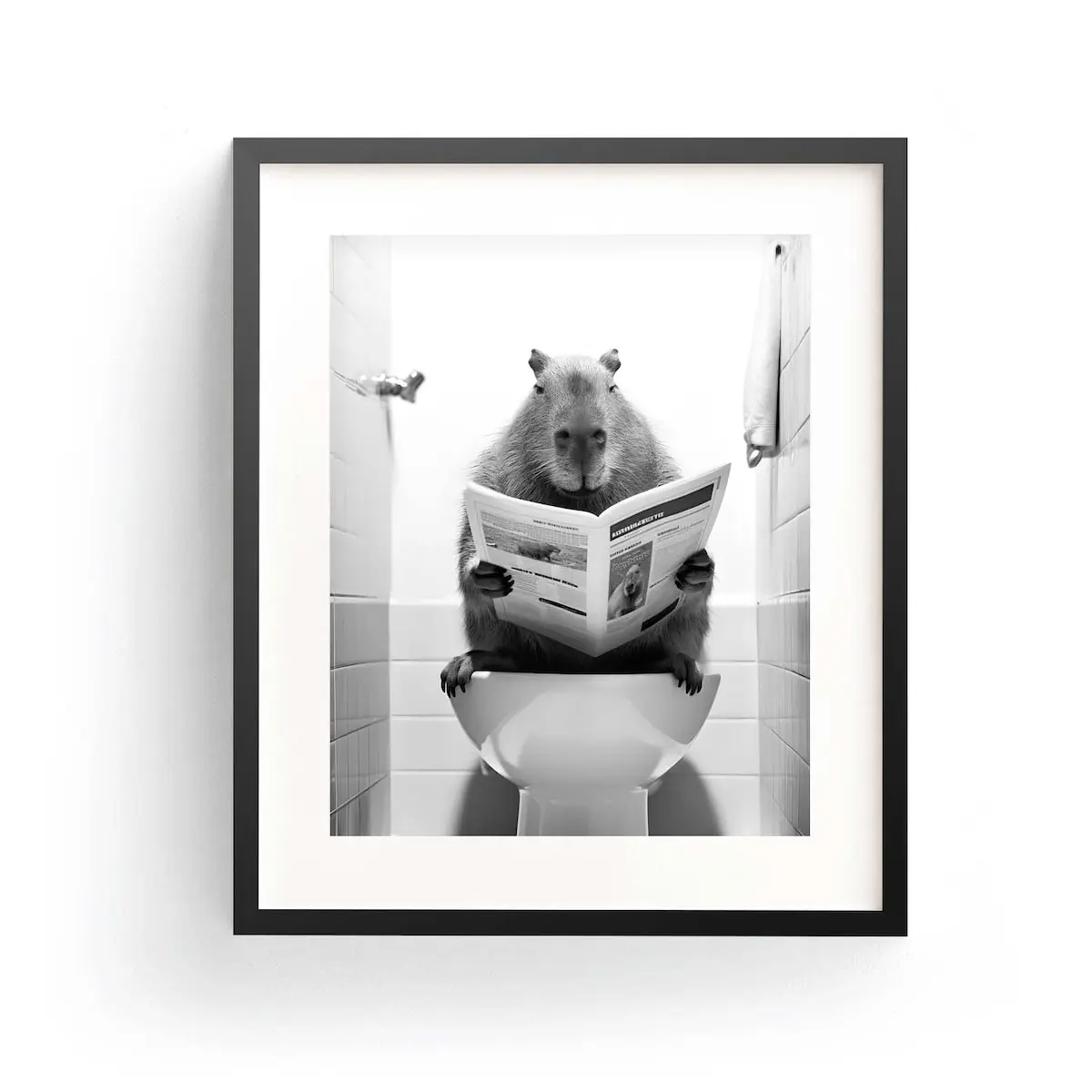 Capybara Poster| Funny Bathroom|   Kids Bathroom Whimsy Animal Art| Capybara Reading| Framless Poster Decor Matte