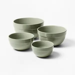 4pc Stoneware Mixing Bowl Set Sage Green - Figmint