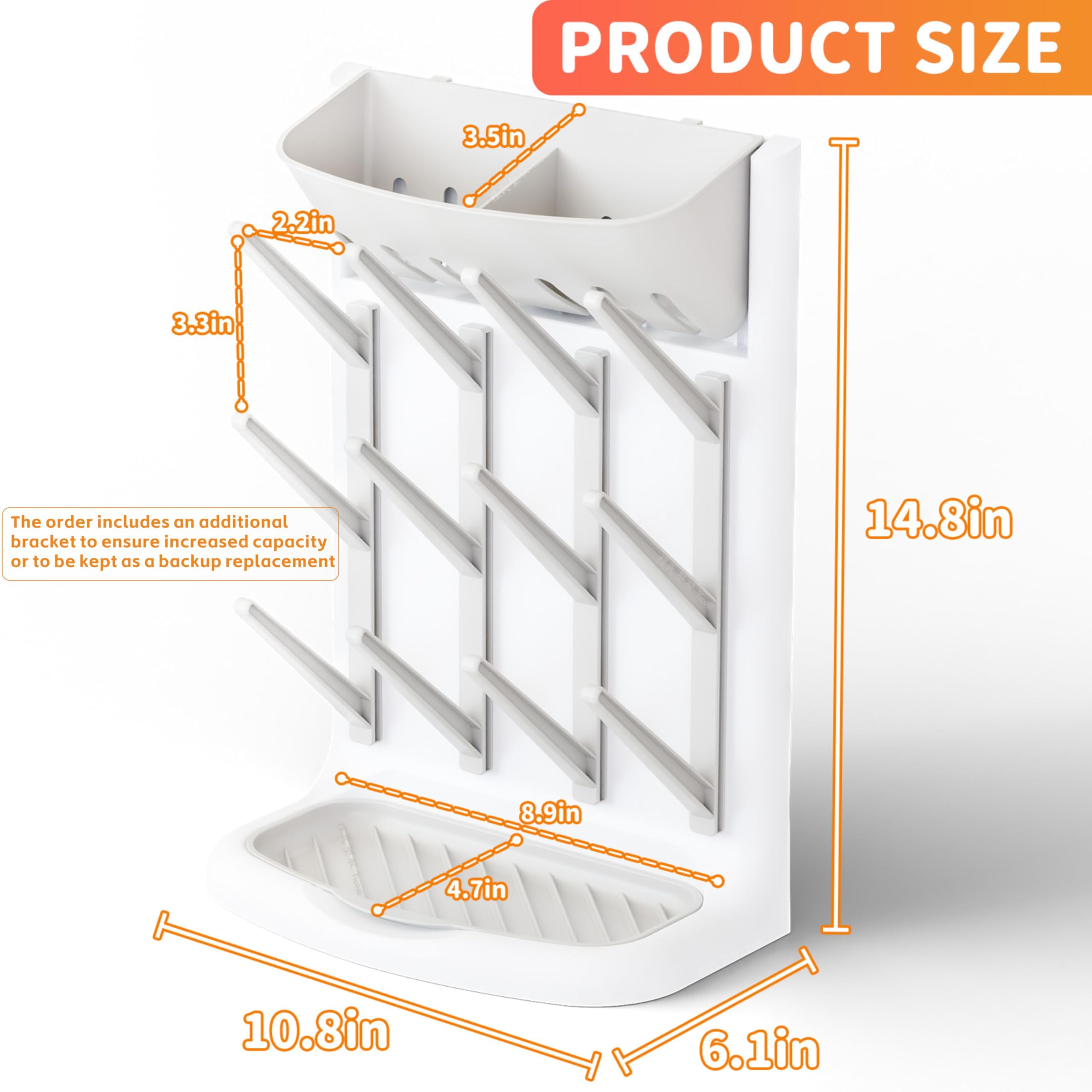 Vertical Baby Bottle Drying Rack, BPA Free, Space Saving Feeding Bottles Drying Rack Holder for Countertop, Baby Bottle Holder Storage Station for Pacifiers, Pump Accessories Stand, Grey