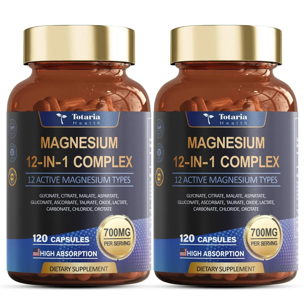 2 pack/3 pack  12-in-1 700mg Magnesium Complex | Glycinate Citrate Malate Oxide Taurate Aspartate Orotate, Vegan Capsules for Muscle, Heart, and Relaxation Support | Non-GMO | 240 captures