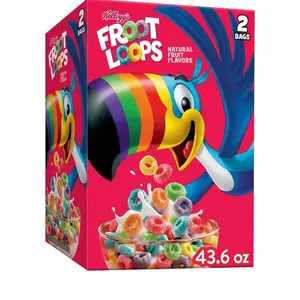 Kellogg's Froot Loops Breakfast Cereal 43.6 oz Sweet Fruity Bulk Family Size Box Muesli Oatmeal Flavors