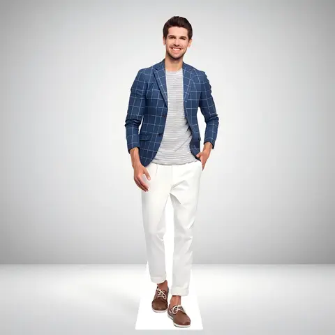 Personalized Life Size Heavy Duty Cardboard Cutout Photo Standup - Custom Cutout Design, AI Crisp Photo, Waterproof Plastic Parts, 1-8 FT Sizes, Multi-Section Decoration Items, Outdoor-Ready for Birthday/Anniversary Events (Upload Your Image)