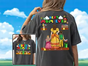 Custom Super Mommio Gamer Shirt, Personalized Kids Name Tee, Retro Video Game Mom Gift