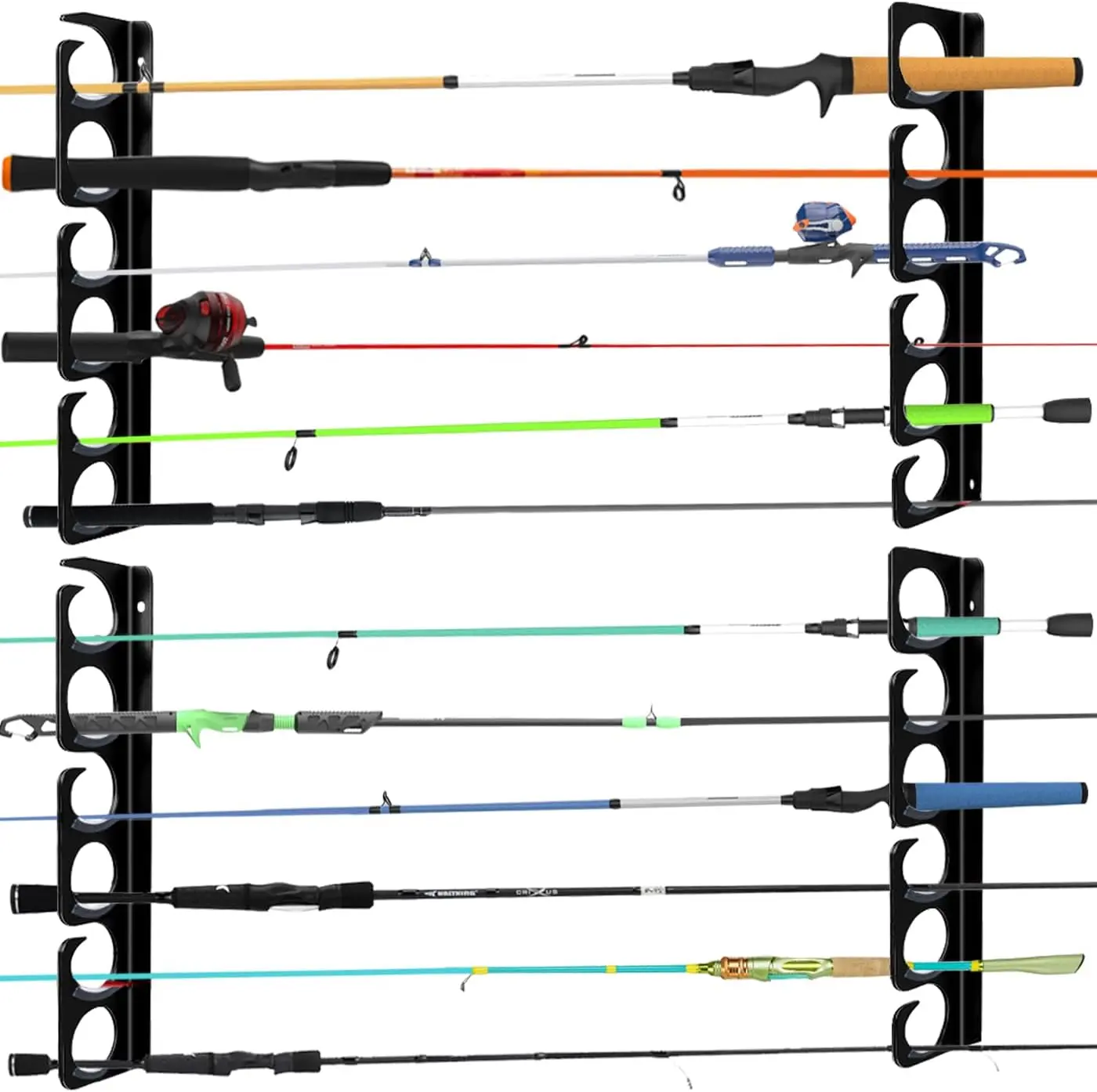 Fishing Rod Rack Pole Wall or Ceiling Storage Holder Hook Keeper Display Hanger Organizer Mount for Garage, Cabin Storeroom Porch and Basement Poles Holds 12 Rods Heavy Duty Metal safe - TikTok Shop Fishing Rod Rack Pole Wall or Ceiling Storage Holder Hook Keeper Display Hanger Organizer Mount for Garage, Cabin Storeroom Porch and Basement Poles Holds 12 Rods Heavy Duty Metal safe - TikTok Shop