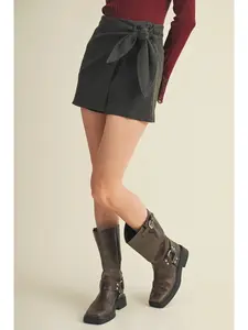 TIE FRONT MINI SKIRT