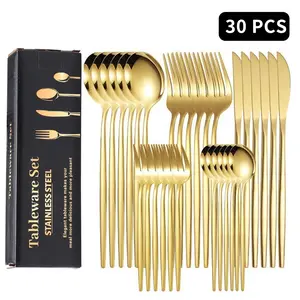 Stainless Steel Flatware Set, 30-Piece Mirror Polished Cutlery for 6 — Dinner Knives, Spoons & Forks with Dessert Spoons and Forks, Durable & Dishwasher Safe, little  silverware