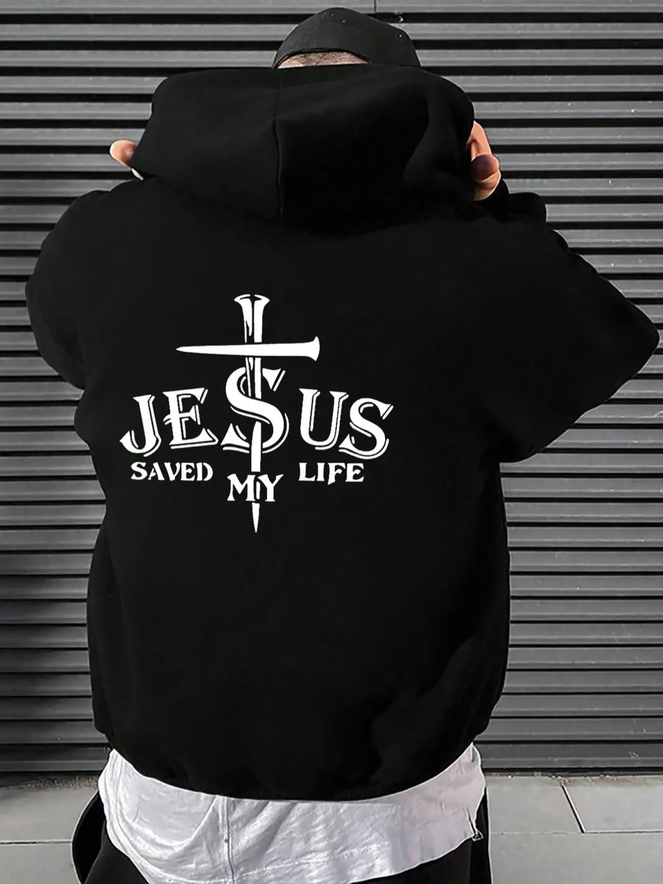 Unisex Men's Letter Graphic Drop Shoulder Essentials Hoodie, Regular Fit Drawstring Pocket Hooded Sweatshirt, Casual Men's Clothes for Daily Outdoor W