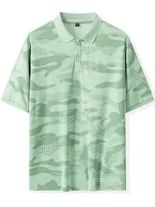Men's Camo Reversible Short Sleeve Polo Shirt, Quick-Dry Breathable Business Casual Versatile Top, 1 Piece Pack
