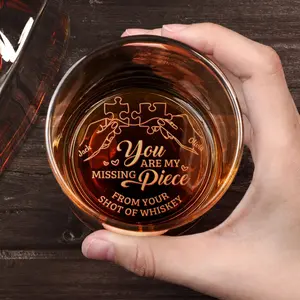 You Are My Missing Piece High quality laser engraved whiskey glasses, Personalize your handwriting Gifts for couples, Home Decor & Gifts, Halloween, Funny gift for men and women, Drinkware