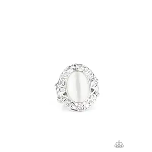 Moonlit Marigold - White Moonstone Silver Ring - Paparazzi