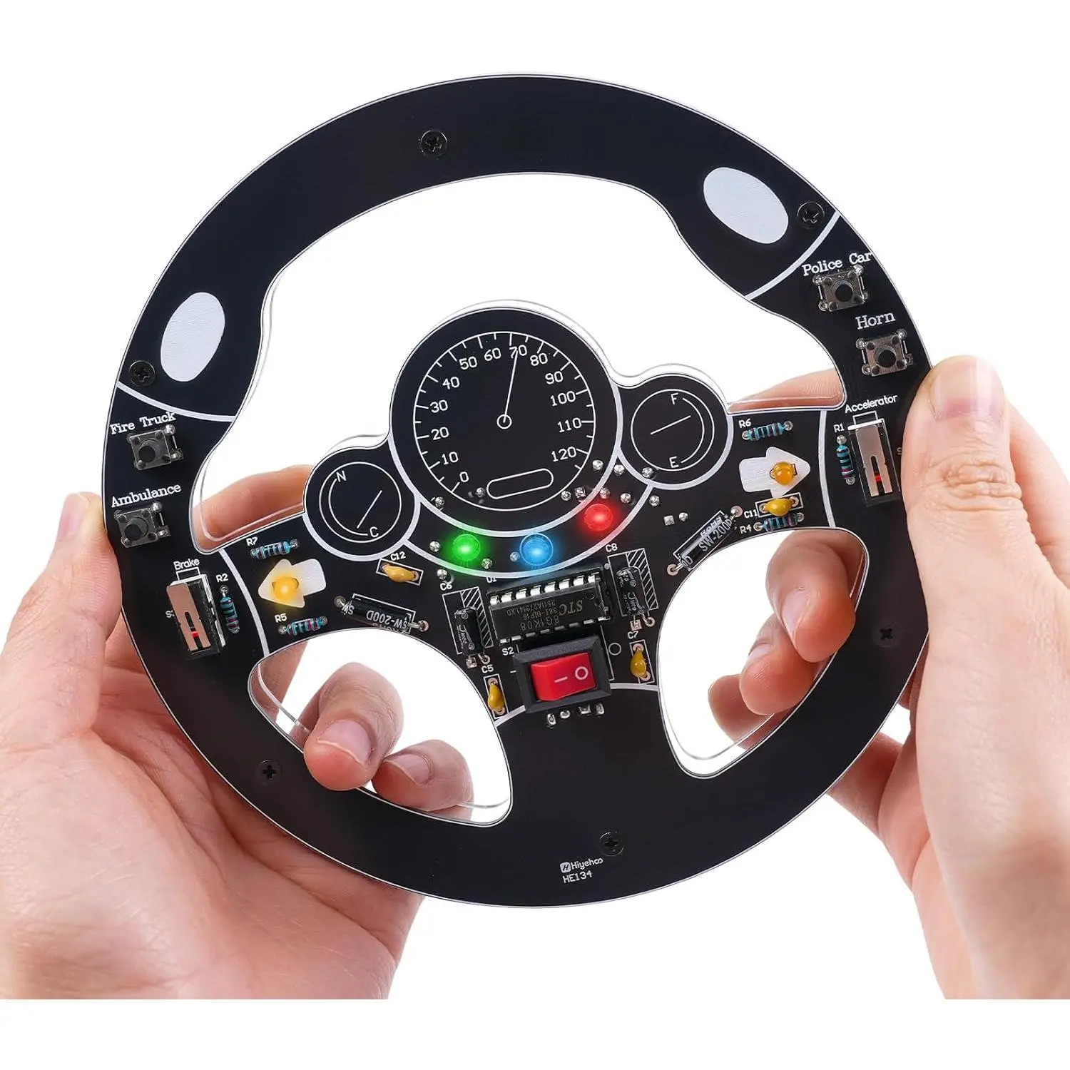 DIY Steering Wheel Simulation Soldering Practice Kit, STEM Electronics Solder Project Car Wheel Simulator Circuit Board Soldering Kit for Home & School