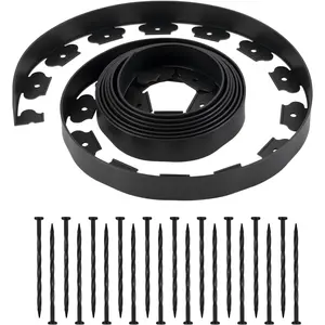 VEVOR Landscape Edging, 20 ft x 2 in Plastic Garden Border Edging with 120 Spikes, No Dig, Flexible Lawn Edgings Roll, UV-Resistant Mini Fence Borders Pathway Edgings for Flower Beds Yard Paver