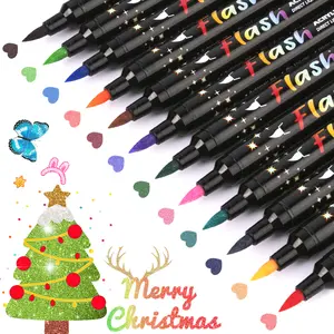 12/24-Colors Shimmer Single-Ended Highlighter Markers with Neon Fluorescent Tips. Ideal for Art Creation, Painting, Graffiti And Calligraphy. Featuring Vibrant Colors, They Are Perfect for Students, for art Enthusiasts And Party Decorations