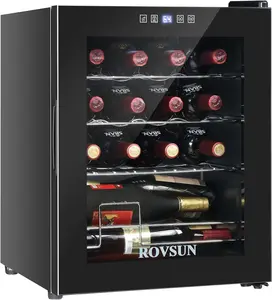 ROVSUN 16 Bottle Wine Cooler Refrigerator, Freestanding Compressor Wine Chiller, Beverage Wine Fridge with Digital Temperature Control & Double-layer Glass Door for Red White Wine, Champagne, Beer