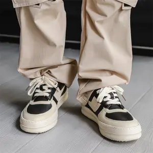 LISM Men's All-Season Low-Top Sneakers - Upper & Sole, Beige/White/Black/Grey Houndstooth/Polkadot Tassel Lace-Up Shoes for Business Casual, Streetwear & Skateboarding - Round Toe Comfortable Urban Shoes