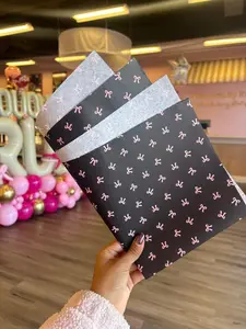 Florist Black tissue with pink bows coquette 20 sheets