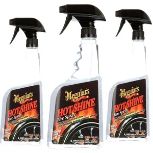 3-Pack Meguiar's Hot Shine High Gloss Tire Spray 24oz - G12024, Water-Resistant and Self-Spreading Formula