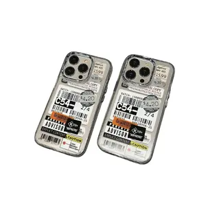 Trendy Label Clear Phone Case For iPhone 16E 16 15 14 13 12 11 Pro Max XR X XS 7 8 Plus SE2 SE3 Silicone Phone Cover