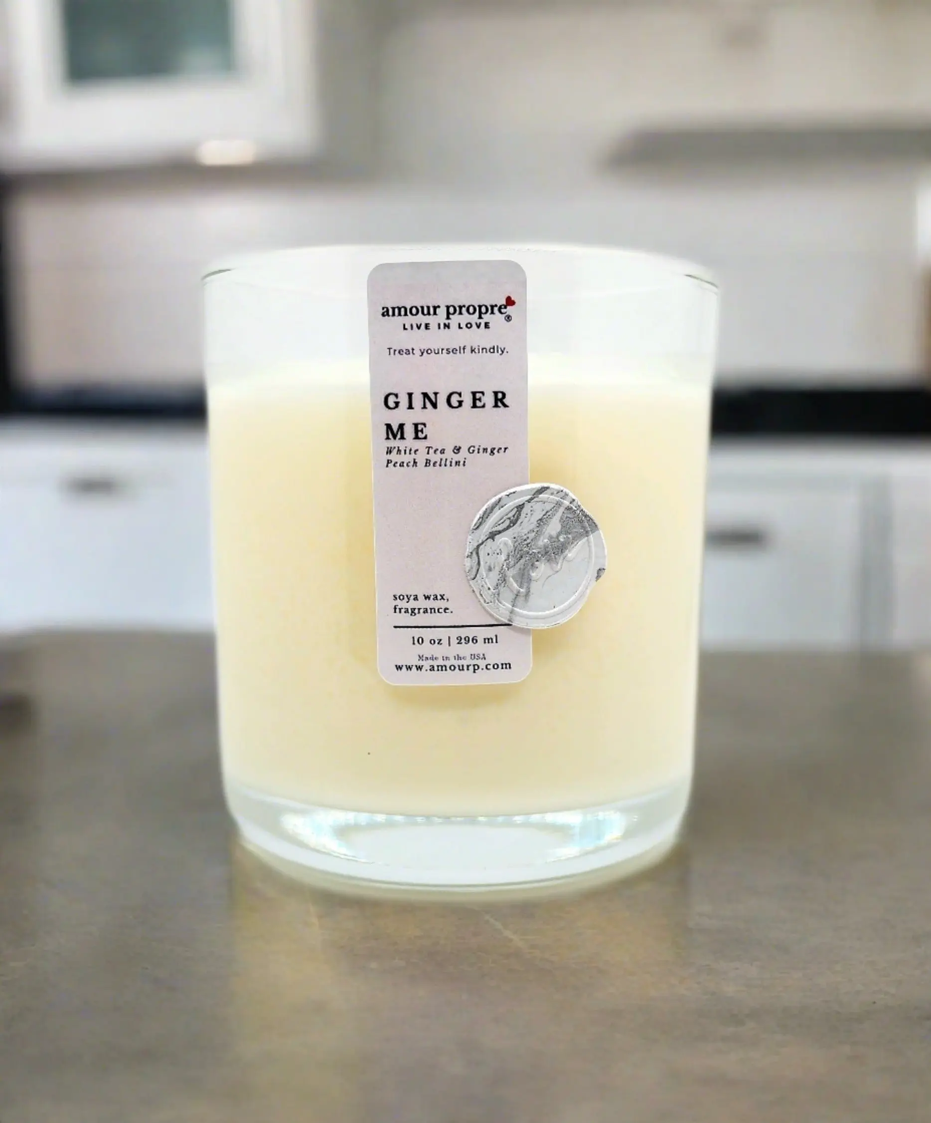 Natural Soy Wax Scented Ginger-Peach Aroma Candle - All Natural, Highly Scented Ambiance Aroma Wax Candles for Home Decor Accent, Highly Scented Candles