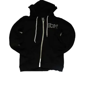 Chess Plays Brand Black Hoodie with Front Zipper and Logo Design