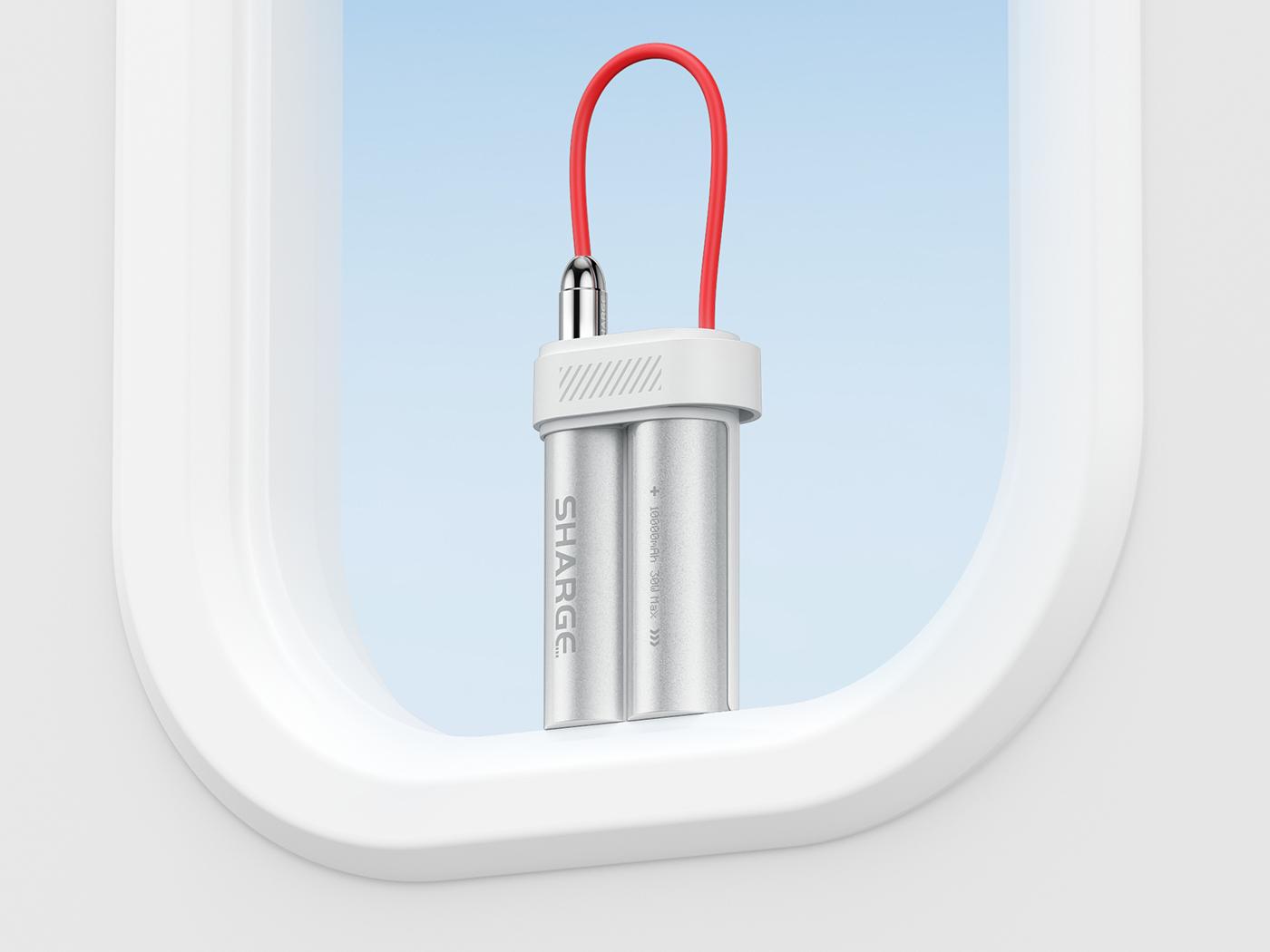 SHARGE Power Bank 10000mAh 30W Portable Charger with Built-in Type C Cable USB-C and USB-A Port Battery Pack for iPhone 17/16/15 Galaxy S25 iPad Pixel 9