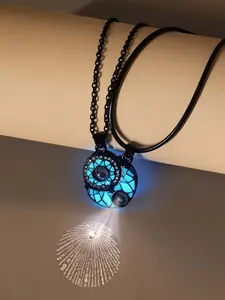 "Matching Sun & Moon Necklaces - Glow in Dark Couple Set - 100 Ways to Say I Love You - Perfect Gift for Couples