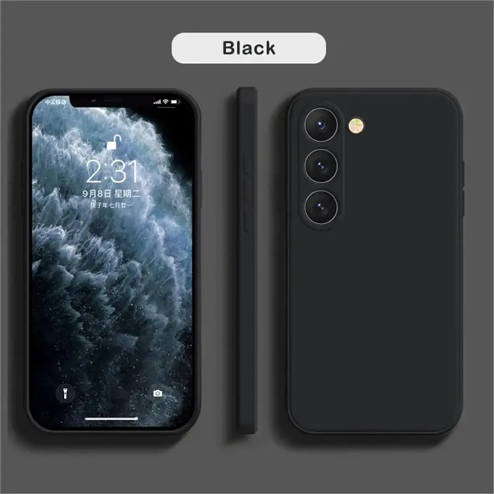 CASE-US - Luxury Black Silicone Case For Samsung S24 S23 S22 S21 S20 FE UItra Plus Galaxy A32 A42 A51A52 A72 Note10 20 Back Cover
